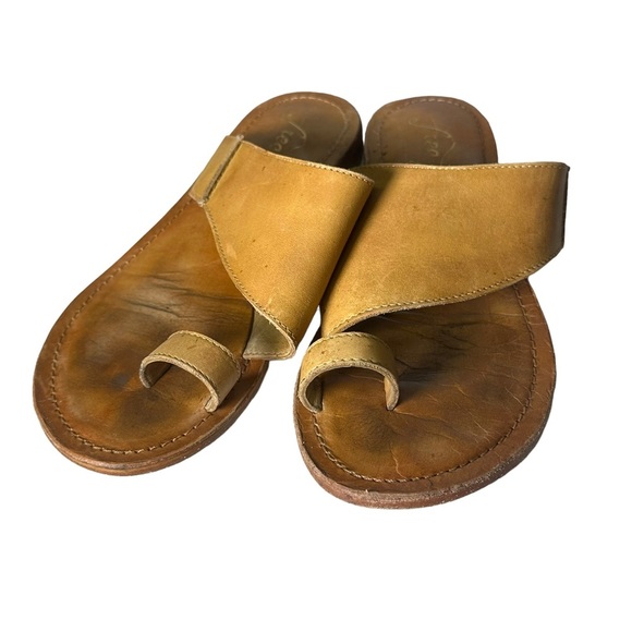 Free People Sant Antoni Sandal Brown Leather Women's 36 US 6.5 Toe Loop Slides - Picture 11 of 14
